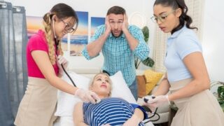 While my wife is in labor, I fuck two midwives in turn and make me squirt